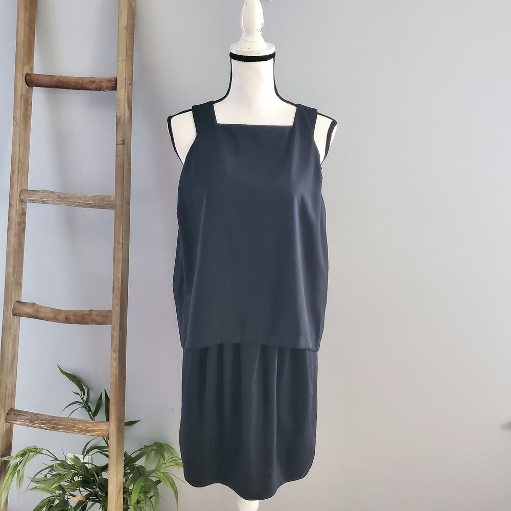 Red Valentino Black Sleeveless Overlay Dress Size 8